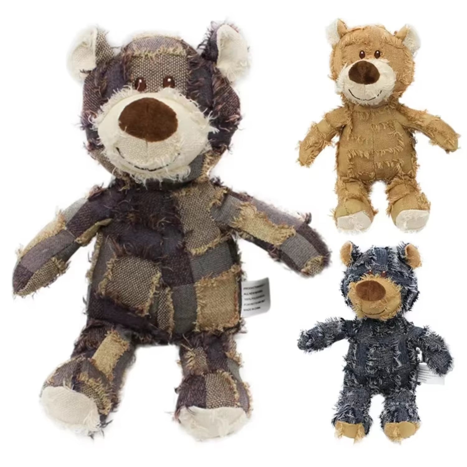 Patchwork Bear Dog Toy