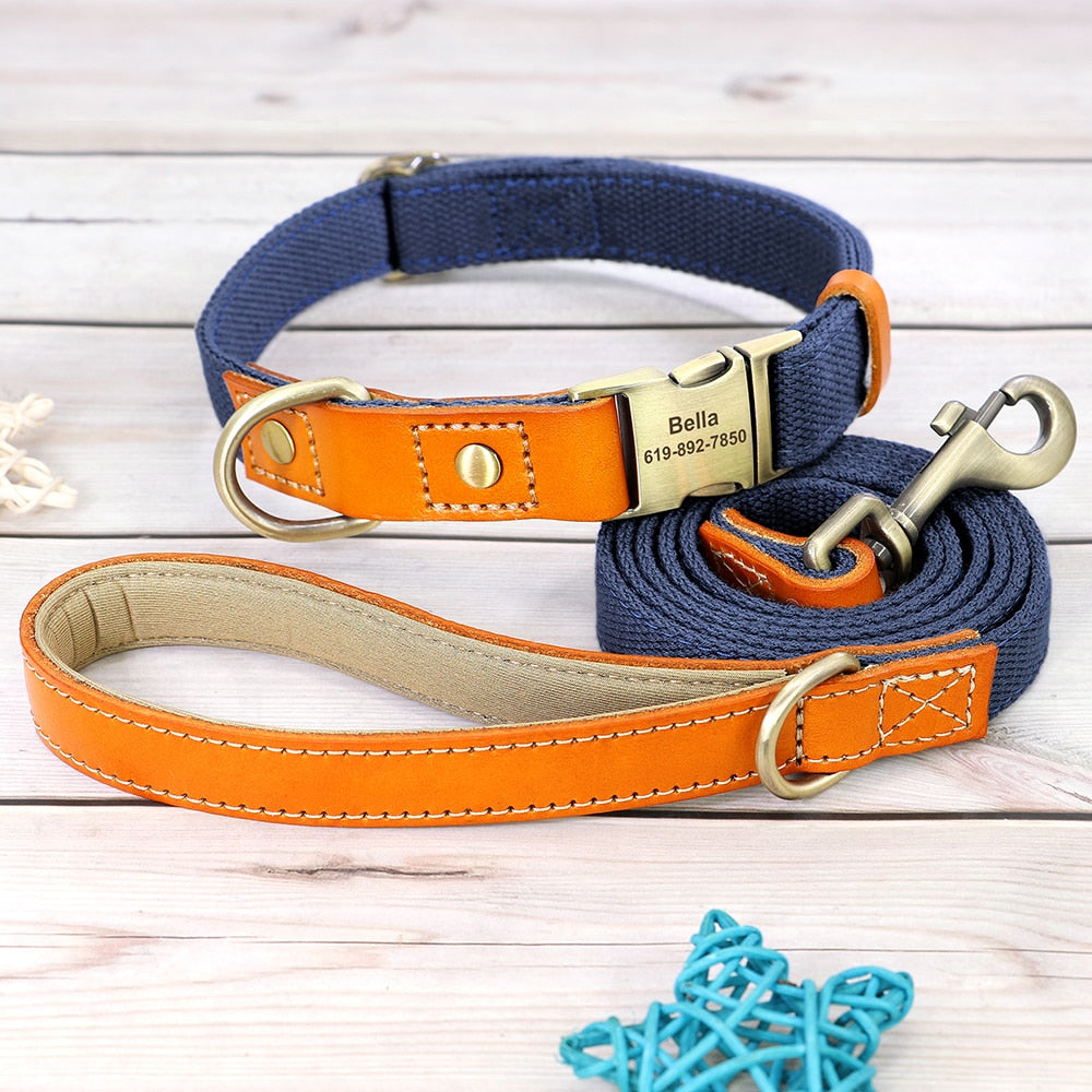 Custom Genuine Leather & Nylon Collar / Leash