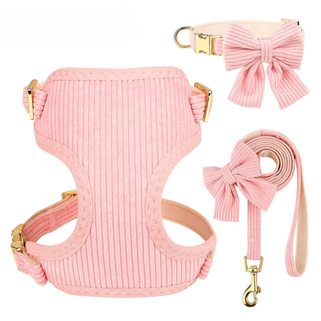 Bowtie Dog Collar, Leash and Harness Set