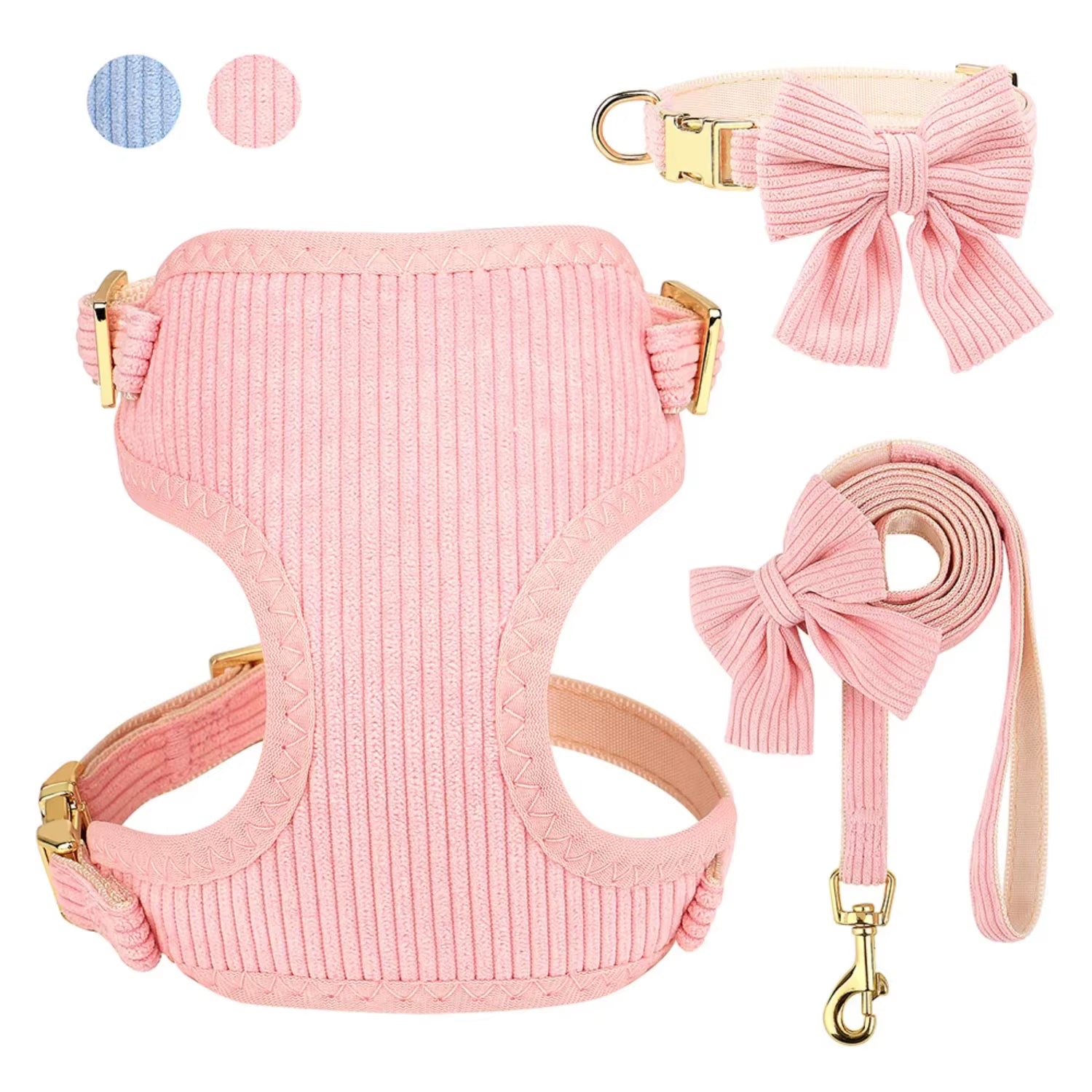 Adorable Pink Bowtie Dog Collar Leash Set - Soft Vest Harness for Small and Medium Dogs - Perfect for Outdoor Walking Cat Collar